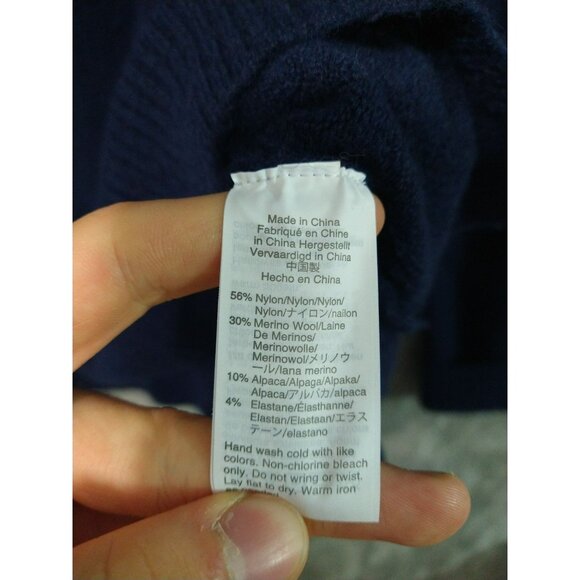 J Crew Sweater Womens Medium Blue Merino Wool Alpaca Blend Turtleneck Pullover - Picture 6 of 7